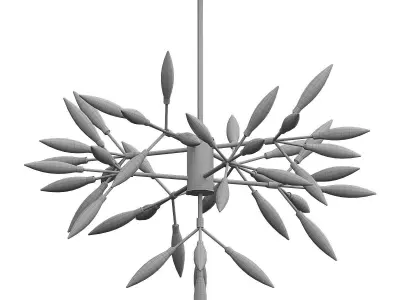candela gold leaf chandelier with leaves 3D model