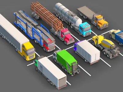 Low-poly Truck Pack 3D Low-poly 3D model