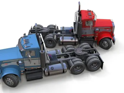 1975 Peterbilt 359 daycab Low-poly 3D model