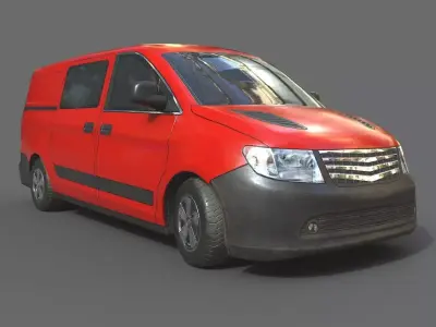 Generic Minivan Red Low-poly 3D model