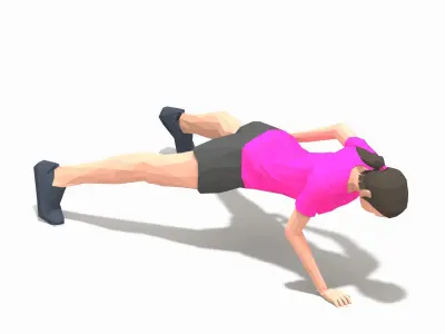 one arm pushups Exercise Woman Animation Low-poly 3D model