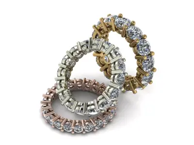 3 Diamond eternity bands  3D print model