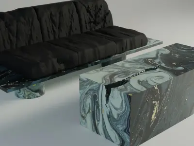 Marble Sofa - Green Ver 3D model