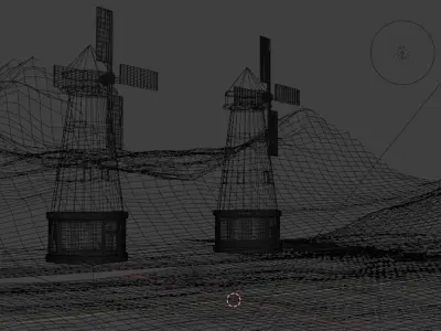 Windmill in the sunset time 3D model