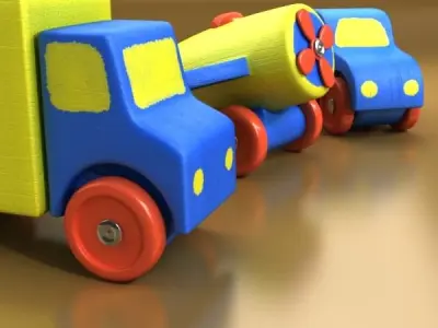 Wooden Toy Car Truck 3D model