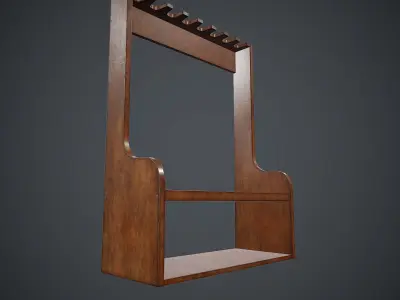 Wooden Weapon Rack 2 PBR Game Ready  Low-poly 3D model