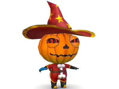 Halloween Pumpkin Fantasy Character Pet Wizard Low-poly 3D model