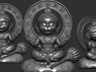 Cartoon Baby Hanuman 3D Model STL OBJ ZTL for CNC and 3D Print 3D print model