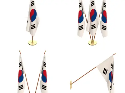 South Korea Flag Pack 3D model