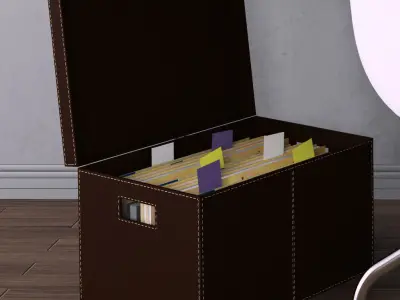 Office home with shelves and desk 3D model