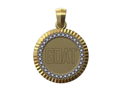Goat diamond fluted bezel pendant with bail 3D print model