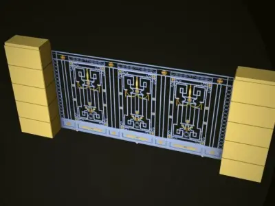 Wrought iron gate 3D model