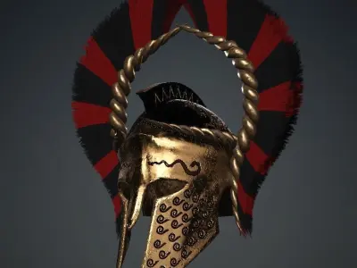 Spartan Royal Helmet v Bronze Horns Low-poly 3D model