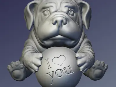 The puppy with a ball 3D print model