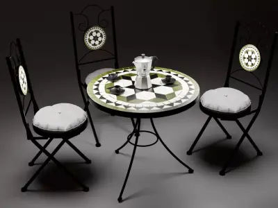 Italian Style 3D Model Collection Table  Chairs  Moka Pot   Free 3D model