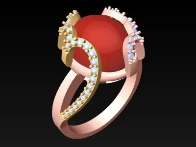 Oval Stone Ring - Womens Rings - GN235 3D print model
