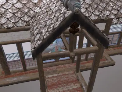 Traditional Japan Okiya House Low-poly 3D model