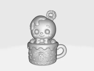 Gingerbread Man in Holiday Mug Cute Christmas Figurine Cookie 3D print model