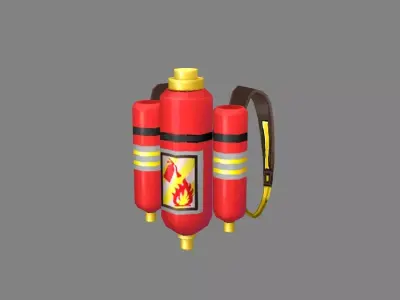 Cartoon Backpack - Fire Extinguisher Low-poly 3D model