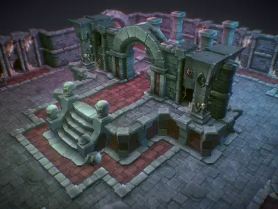 Dungeon Starter Set - Low Poly Hand Painted Low-poly 3D model