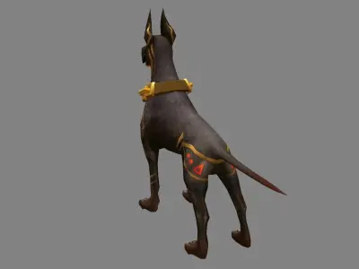 Cartoon black doberman - hound dog Low-poly 3D model