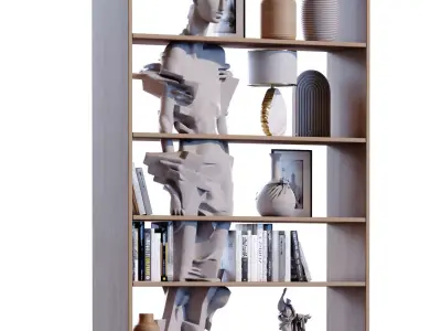 Modern shelf and rack set 786 Low-poly 3D model