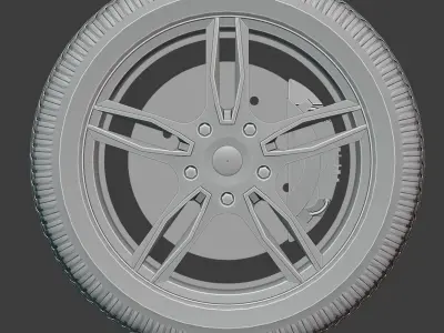 Wheel 3D model with tire 3D model