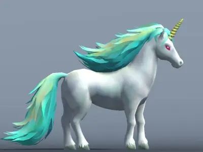 Lowpoly Stylized Unicorn Rigged and Animated for VR AR Games  Low-poly 3D model