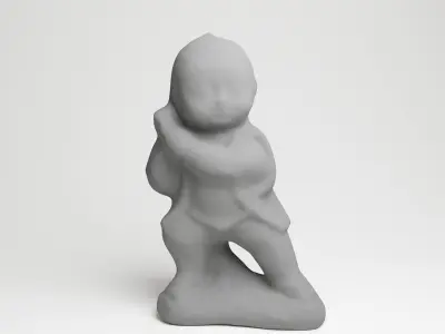 Chinese Ceramic Figure holding a flag 3d scan 3D model