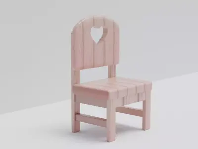 wooden childrens chair Low-poly 3D model