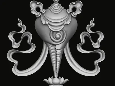 Buddhist Conch Shell Relief 3D print model
