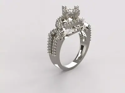 Luxury Halo Engagement Ring  3D print model