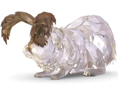Angora White Rabbit Lowpoly Art Style Low-poly 3D model