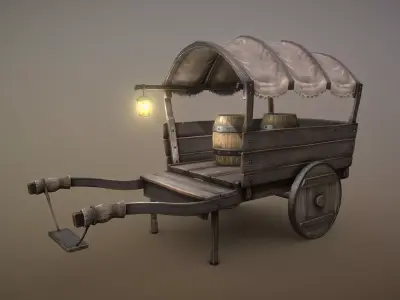 Medieval Village Fantasy Cart Low-poly 3D model