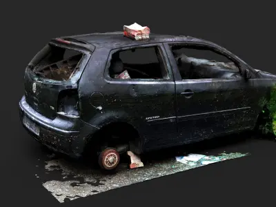 abandoned car wreck PBR photogrammetry Free low-poly 3D model