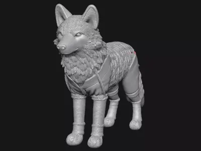 Wolf sculpture 3D print model 2