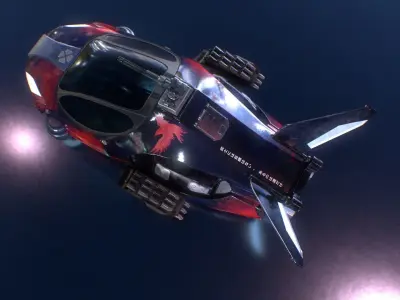 Blueprints Sci-Fi Vehicle for Unreal Engine Low-poly 3D model