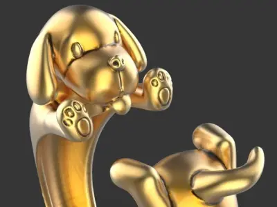 Puppy ring Silver Gold  Print 3D print model