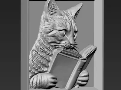 Cat Reading A40 3D print model