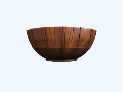 3d Model Beautifully Rounded Shape Wooden Bowl 3D model