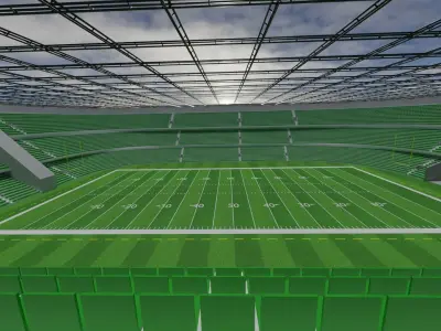 American Football Stadium - Green Low-poly 3D model