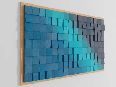 Wood wall art mosaic panel decor frame collection Low-poly 3D model