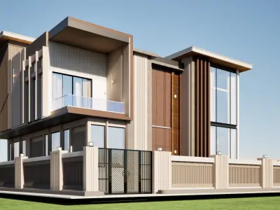 Modern Bungalow with Private Villa Aesthetic  Low-poly 3D model