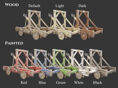 Medieval Siege Engine Catapult Low-poly 3D model