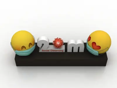 Social Distancing model for coronavirus 3D model