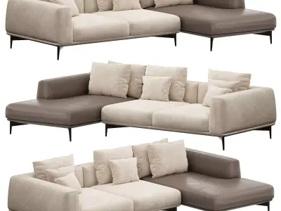 Noelle Sectional Curved Sofa 3D model