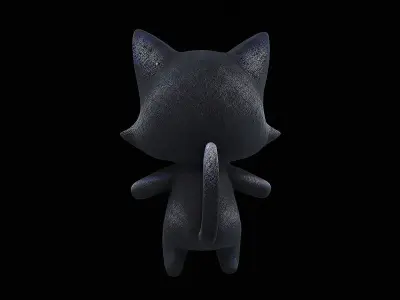 cute black cat plush 3D model