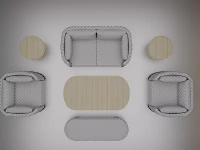 Realistic Luxury Sofa Set  High Quality 3D Model 3D model