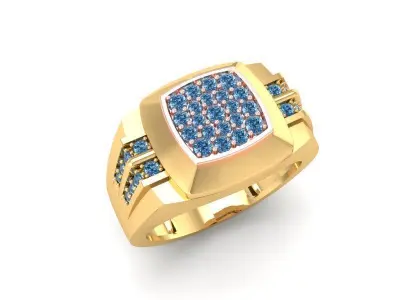 Luxury Square Top Diamond Men Ring 127 3D print model