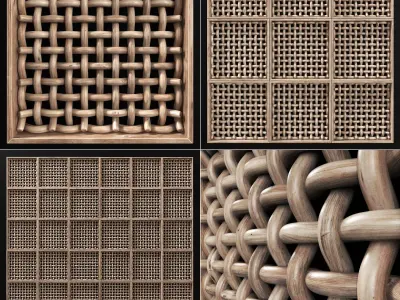 Wicker wood panel frame n1 3D model